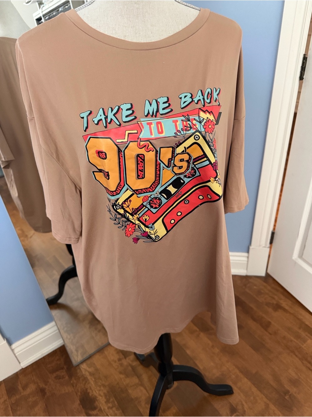 Women’s Graphic Tee Take Me Back 90s - Taupe